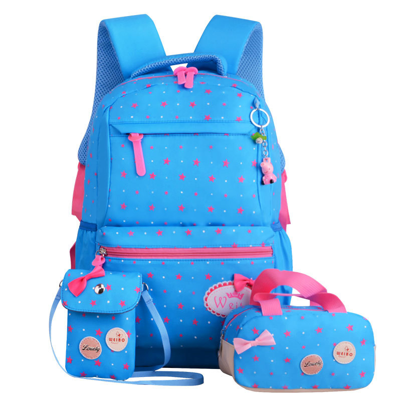 Stylový školní batoh potisk hvězd – světle modrý