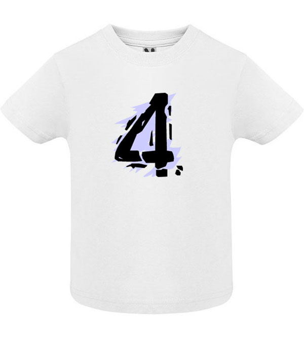 Narozeninové tričko se šmouhou a číslem 4