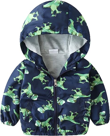 Dětská bunda s kapucí, zelený dinosaurus – vel.90