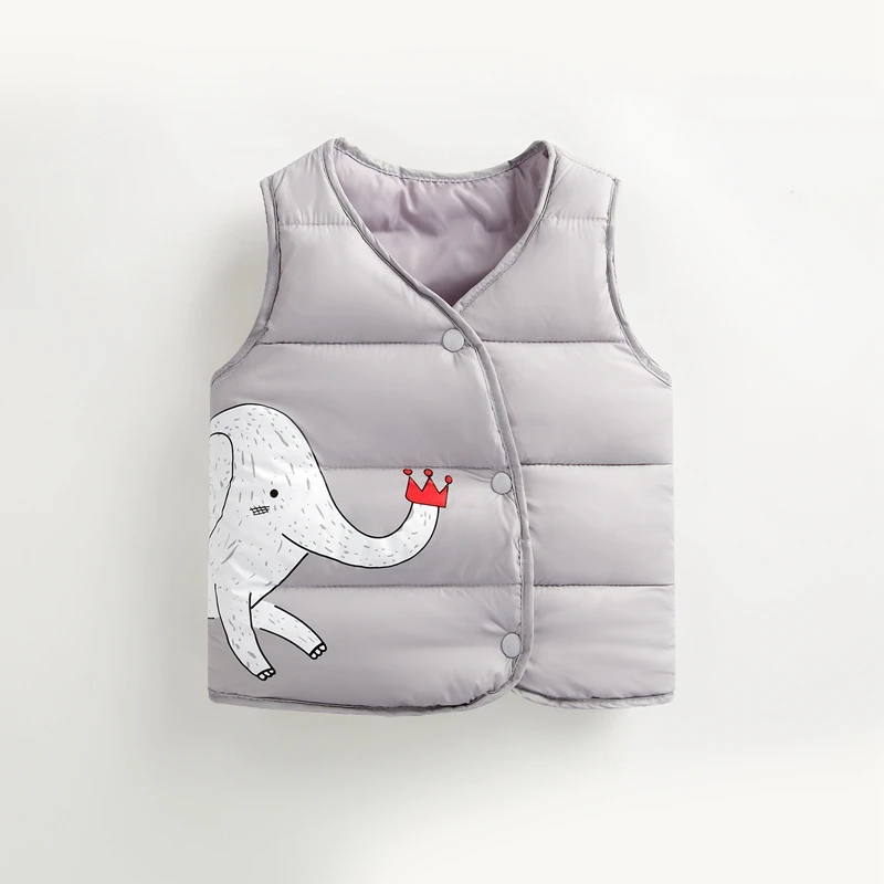 Dětská prošívaná vesta se slonem, šedá